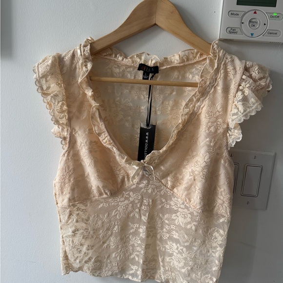 Dolls Kill Tops - Dolls Kill Cream Lace Blouse